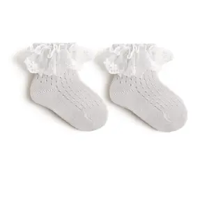 2024 Großhandel Baby Kinder Mädchen Sommersocken mit Spitzentrimmer Socken Kleinkinder Socken Kinder vierfarbige Knöchelsocken