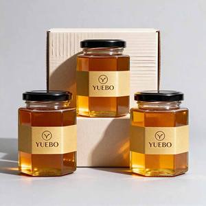 Botellas y frascos para <span class=keywords><strong>mermelada</strong></span> de 250 gramos, tarros de lujo para miel de 60 ml, tarros hexagonales de vidrio para miel con tapa negra - Product Image 2