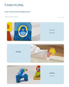 COMMIKI <strong>Wooden</strong> Animal <strong>Stacking</strong> <strong>Shape</strong> <strong>Sorting</strong> Toy Early Learning Educational Column <strong>Blocks</strong> for Toddlers Preschool Training Gift - Product Image 3