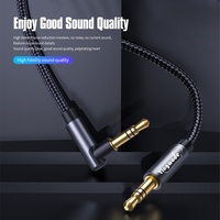 Câble audio stéréo Hi-Fi de haute qualité résistant à l'usure, tressé, 3,5 mm, connecteurs AUX à angle droit, pour écouteurs et utilisation en voiture