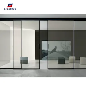 高品质2.0毫米厚度铝型材超薄框架单玻璃门商用跳舞室滑动活板门