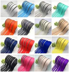 ริบบิ้นผ้าซาตินโพลีเอสเตอร์ขนาด 50 มม. 2 นิ้ว พิมพ์ลายฟอยล์สีทองสองด้าน - Product Image 2