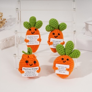 Handmade Crochet Mini cà rốt màu cam búp bê đầy màu sắc dệt kim Rau Trái Cây trang trí động lực tin nhắn thai sản tuổi khuyến khích - Product Image 6