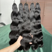# Extensions de cheveux humains vietnamiens bruts non traités, qualité 12A, noir naturel 1B, ondulés, pour crochet, vente en gros