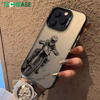 Coque de téléphone pour garçons, motif de course de motocross, anti-chute, coque rigide pour iPhone 16 Pro