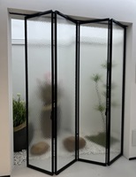 Porte pliante extérieure à cadre en aluminium ultra fin sans rail inférieur, verre trempé, design moderne, gain de place