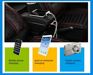 Venta al por mayor cargador USB frontal portavasos consola Central caja de almacenamiento elevada telescópica organizador bandeja reposabrazos caja coches modificados - Product Image 4