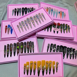 10 <span class=keywords><strong>faux</strong></span> ongles réutilisables en acrylique à presser, couvrance totale, pour femmes, pour le nail art DIY et usage en salon - Product Image 2