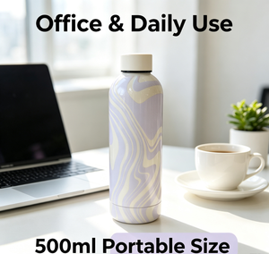 Botella de Agua Aislada de 500 ml con Diseño de Mármol, a Prueba de Fugas, de Doble Pared, de Acero Inoxidable, con Aislamiento al Vacío, Mantiene la Temperatura de 6 a 12 Horas - Product Image 1