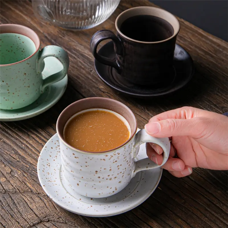 แก้วกาแฟเซรามิกย้อนยุคสไตล์ญี่ปุ่น,แก้วชาวินเทจแฮนด์เมดไม่ซ้ำใครถ้วยกาแฟเครื่องปั้นดินเผาเซรามิก