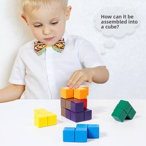 HURREE Blocs de construction en bois pour enfants, Tangram, puzzle 3D transformable, jouet éducatif préscolaire écologique, jeu pour les enfants de 2 à 7 ans - Product Image 2