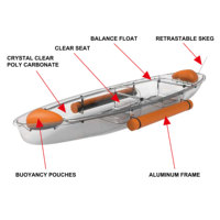 Kayak de canoë PC/PE transparent léger et écologique pour une personne avec fond transparent pour le tourisme en mer