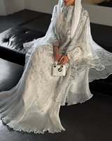 Kaftan élégant 2026, robe de soirée en organza imprimé brillant, mode musulmane de luxe, robe de soirée pour femmes, robe de club, abaya islamique quotidienne de Dubaï