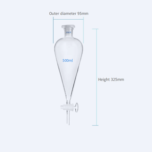 Entonnoir de séparation en forme de poire en verre brun avec quatre pistons de fluor dans l'entonnoir de laboratoire, disponible en 30/125/250/500/1000ml. - Product Image 4