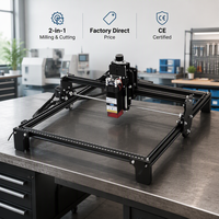 Routeur CNC de bureau 4240 2-en-1, mini-machine de gravure laser 5,5/10W CO2 pour le bois, l'aluminium, les circuits imprimés, le cuir, Grabadora Laser