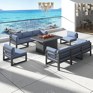 Fulin Sofa de luxe de grande qualité Big Lots en <span class=keywords><strong>rotin</strong></span> pour foyer au gaz Sofa d'extérieur en aluminium Mobilier de jardin - Product Image 4