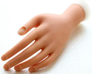 Maniquí de mano para práctica de uñas acrílicas, maniquí de plástico suave y Flexible para práctica de manicura, venta al por mayor