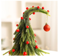 Mini sapin de Noël artificiel décoratif de haute qualité avec LED, à piles, écologique, design bonsaï à suspendre ou à poser sur table