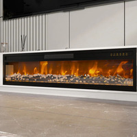 Meuble TV Mural de Luxe avec Foyer Chauffant, Design Simple pour Centre de Divertissement