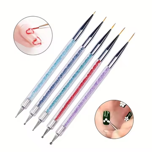 Juego de 5 uds. línea de dibujo de doble cabeza De, bolígrafo punteado para decoración de uñas, pincel de pintura de Gel Uv, Kit de herramientas para manicura de salón - Product Image 1