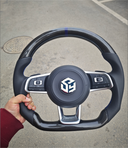 <span class=keywords><strong>Volante</strong></span> Deportivo VW Volkswagen <span class=keywords><strong>Golf</strong></span> R 5 6 7 MK5 MK6 MK7 <span class=keywords><strong>Gti</strong></span> Passat CC <span class=keywords><strong>A3</strong></span> Camry con Detalles en Negro Piano, Línea R, Cuero y Fibra <span class=keywords><strong>de</strong></span> Carbono - Product Image 3