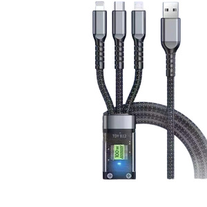 <span class=keywords><strong>FX</strong></span> Cáp dữ liệu sạc nhanh 3 trong 1 hiển thị kỹ thuật số trong suốt nóng phù hợp với WIR-F5N1 Huawei, Android và Apple - Product Image 1