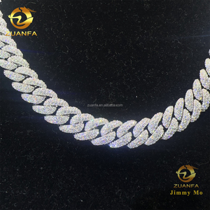 <span class=keywords><strong>Cadena</strong></span> Cubana Miami de Plata de Ley 925 con Incrustaciones de Moissanita VVS1, Certificado GRA, Ancho de 12 mm, Pasa el Test de Diamantes - Product Image 4