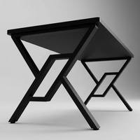 Bureau de jeu en bois contemporain minimaliste, poste de travail ergonomique pour ordinateur avec pieds en métal en forme de Z stables pour usage domestique ou professionnel