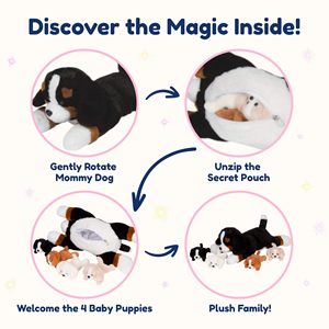 Peluches de Perro - Mamá Bernés con 4 Cachorros en su Barriga, Peluche Súper Suave y Abrazable, Lavable, Imaginativo, para Niños - Product Image 5