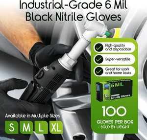 Sarung Tangan Nitril Sekali Pakai Tahan Air, Dapat Disesuaikan 4mil 5mil 6mil, Sarung Tangan Nitril Hitam Tugas Berat Bebas Bubuk - Product Image 4