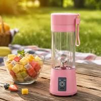 Mini-mixeur électrique portable 380 ml, 6 lames, rechargeable par USB, tasse à jus alimentée par batterie pour usage domestique, hôtelier et extérieur