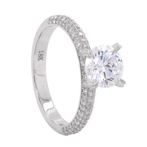 ชุดไมโครปูแฟชั่นสีขาว18K สุดหรูได้รับการรับรองจากโรเดียมจีไอ1.5ct แหวนหมั้นเพชรสำหรับงานแต่งงานในห้องปฏิบัติการ - Product Image 3