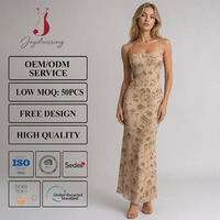 Robe longue corset élégante Joydressing, motif floral nude, sexy, à fines bretelles, avec baleines, moulante, pour soirée, vente en gros, fournisseur personnalisé