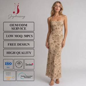 Robe longue corset élégante Joydressing, motif floral <span class=keywords><strong>nude</strong></span>, sexy, à fines bretelles, avec baleines, moulante, pour soirée, vente en gros, fournisseur personnalisé - Product Image 1