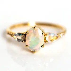Изысканное высококачественное красивое кольцо Milskye с опалом и радужным лунным камнем