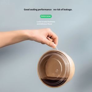 โรงงานขายส่งชามกระดาษคุณภาพสูงแบบใช้แล้วทิ้ง รีไซเคิลได้ สำหรับใส่อาหารกลางวัน สลัด ของหวาน ขนมปัง บรรจุภัณฑ์ พร้อมโลโก้สั่งทำ ฝาปิดสำหรับอาหารร้อน - Product Image 5