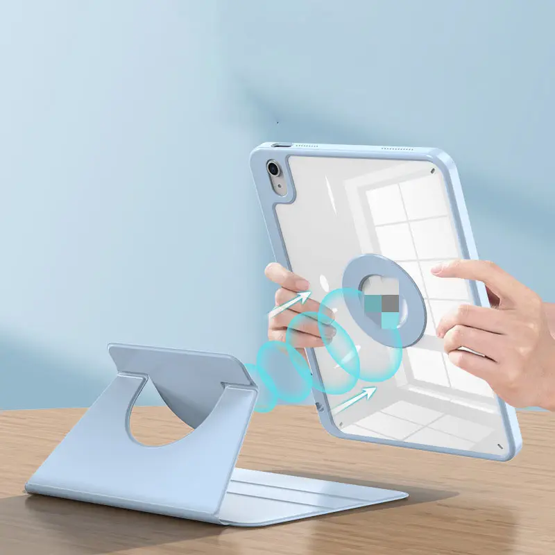 Magnetische Afneembare Tablet Pu Lederen Acryl Clear Back Case Voor Ipad 10 Air 5 Met Potlood Sleuf