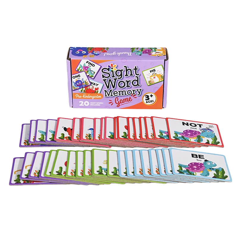 도매 맞춤형 종이 기반 플래시 카드 교육 어린이인지 학습 장난감 박스