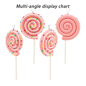 Pendentif en argile polymère en forme de sucette mini macaron <span class=keywords><strong>rose</strong></span> scintillant en spirale pour sapin de Noël, idéal pour la décoration de fêtes et cadeaux de Noël (vente en gros) - Product Image 6
