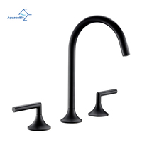 Robinet de lavabo moderne en laiton noir avec deux poignées pour salle de bain