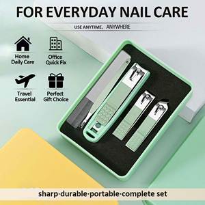 Kit de coupe-ongles portable en acier inoxydable, cadeau pour femme, ensemble de manucure 5 pièces, kits de toilettage avec étui - Product Image 5