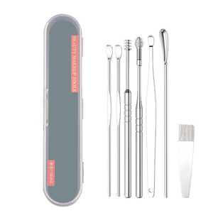 7 unids/set de recolectores de cera para los oídos, removedor de cera de acero inoxidable, cureta, limpiador de cuchara, herramienta de limpieza de oídos - Product Image 1