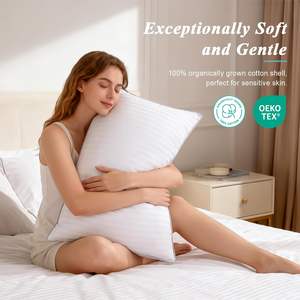 Juego de 2 Fundas de Almohada de Tamaño Estándar, 100% Algodón, Relleno de Gel Poliéster Alternativo a Plumón, Suaves, Medianas, Ajustables, Estilo Hotel - Product Image 2