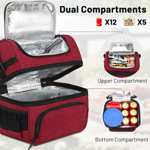 Bolsa Térmica para Almuerzo con Doble Compartimento, Bolsa Refrigerante Impermeable con Secciones Secas y Frías, Correa Ajustable para el Trabajo y Picnic - Product Image 6