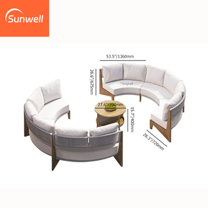 Ensemble de meubles d'extérieur en bois de teck sièges de <span class=keywords><strong>salon</strong></span> modulaires canapé sectionnel de <span class=keywords><strong>jardin</strong></span> rond pour la vie en plein air meubles d'arrière-cour - Product Image 4