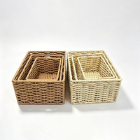 Petit panier en osier pour l'organisation, panier de rangement tissé à la main en corde de papier naturel, idéal pour la décoration de la maison