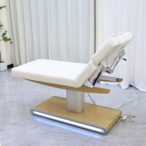 Fabricantes de lujo 3 motores de madera esteticista mesa de masaje muebles de salón de belleza cosmético eléctrico Facial Spa cama de belleza