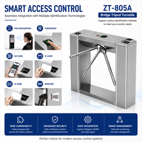 Torniquete de Puente de Acero Inoxidable 304 Zento ZT-805A, Puerta Peatonal Bidireccional Totalmente Automática de 30/Min con Millones de Ciclos, IP54