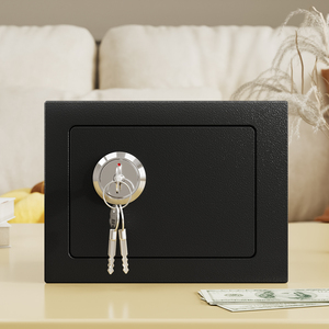 Mini Caja Fuerte Metálica con Llave, Caja <span class=keywords><strong>de</strong></span> Seguridad Pequeña para Dinero y Banco <span class=keywords><strong>de</strong></span> Ahorros para Niños, para Uso en Interiores/Exteriores, Dimensiones 170x230x170mm - Product Image 3