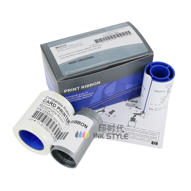 Compatible Ribbon for Datacard CP40 CP60 CD800 CD820  Printer 533000-004 White Ribbon - 1500 Prints